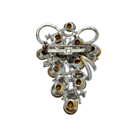 Vintage Watermelon Rivoli Rhinestone Brooch, Crystal Grape Cluster Brooch - Picture 6 of 10